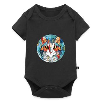 Turkish Angora Cat Colorful Watercolor Pet Cartoon - Baby Premium short-sleeve bodysuit - black - Front