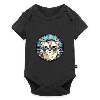 Birma Katze Rasse Bunte Aquarell Illustration - Baby Premium Kurzarmbody - Schwarz - Vorne