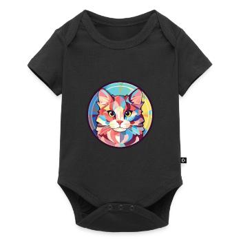 Illustration d’aquarelle colorée American Curl Cat - Body à manches courtes Premium Bébé - noir - Devant
