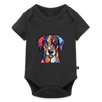 Ariegeois race chien aquarelle verre illustration - Body à manches courtes Premium Bébé - noir - Devant