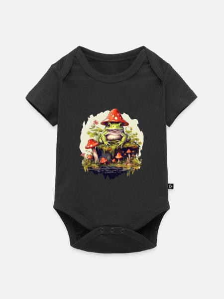 Frog Cottagecore Mushroom - Baby Premium short-sleeve bodysuit - black