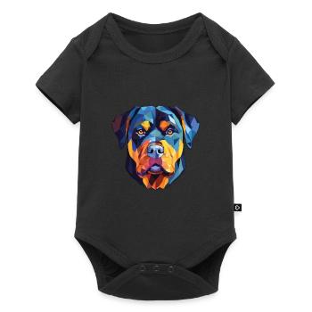 Rottweiler chien race aquarelle verre Illustration - Body à manches courtes Premium Bébé - noir - Devant