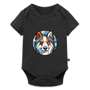 Illustration à l’aquarelle de race de chien esquimau canadien - Body à manches courtes Premium Bébé - noir - Devant