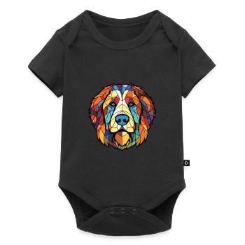 Caucasian Ovcharka Dog Breed Colorful Watercolor - Baby Premium short-sleeve bodysuit - black - Front