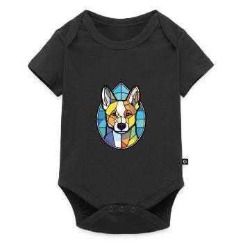 Canaan chien race coloré aquarelle Illustration - Body à manches courtes Premium Bébé - noir - Devant