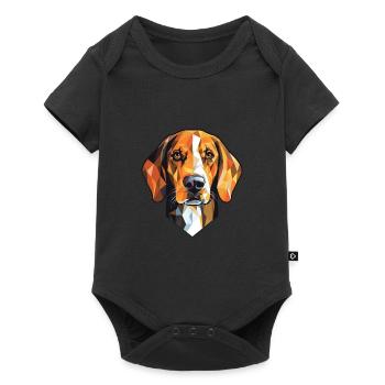 Aquarelle de chien Foxhound de Virginie noir et feu - Body à manches courtes Premium Bébé - noir - Devant