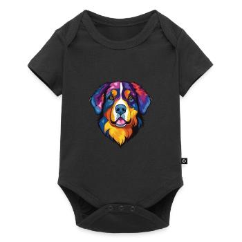 Bernese Mountain Dog Breed Watercolor Illustration - Baby Premium short-sleeve bodysuit - black - Front
