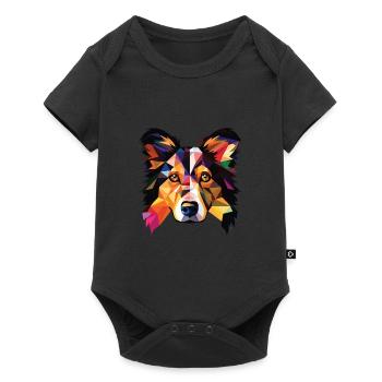 Collie chien race coloré aquarelle illustration - Body à manches courtes Premium Bébé - noir - Devant