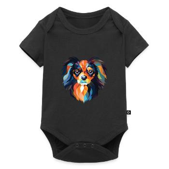 Continental Spielzeug Spaniel Hunderasse Aquarellglas - Baby Premium Kurzarmbody - Schwarz - Vorne
