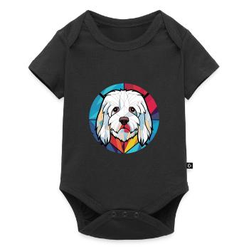 Coton De Tuléar race chien aquarelle illustration - Body à manches courtes Premium Bébé - noir - Devant