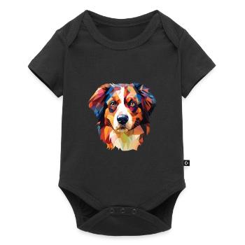 English Shepherd Dog Breed Watercolor Illustration - Baby Premium short-sleeve bodysuit - black - Front