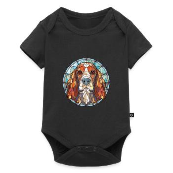 Grand Anglo Français race de chien aquarelle colorée - Body à manches courtes Premium Bébé - noir - Devant