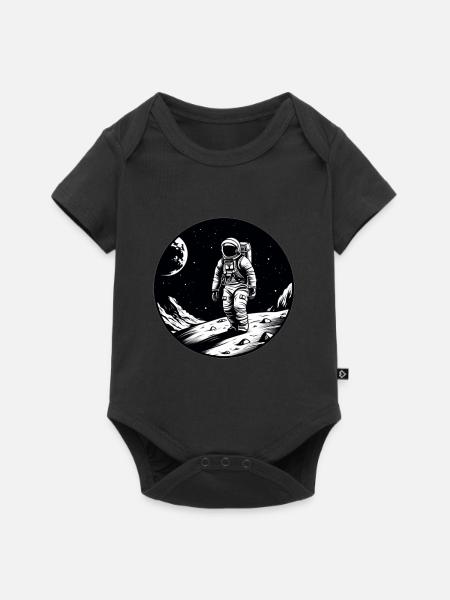 Astronaut Mond - Baby Premium Kurzarmbody - Schwarz
