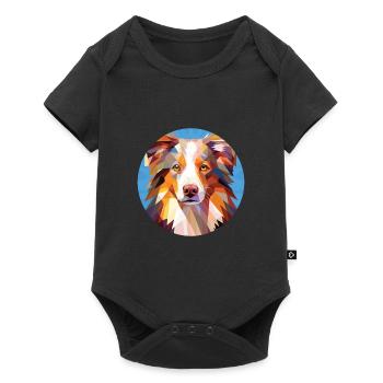 Berger australien chien race coloré aquarelle - Body à manches courtes Premium Bébé - noir - Devant