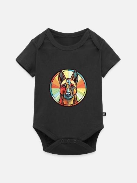 Belgian Malinoi Dog Breed Watercolor Illustration - Baby Premium short-sleeve bodysuit - black