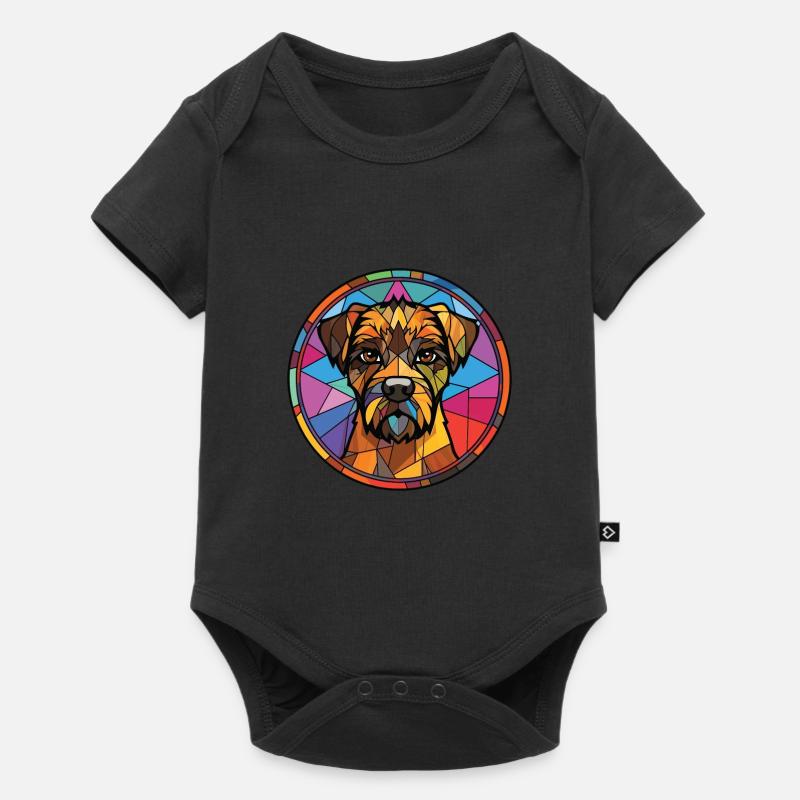 Border Terrier Hunderasse Aquarell Illustration - Baby Premium Kurzarmbody - Schwarz
