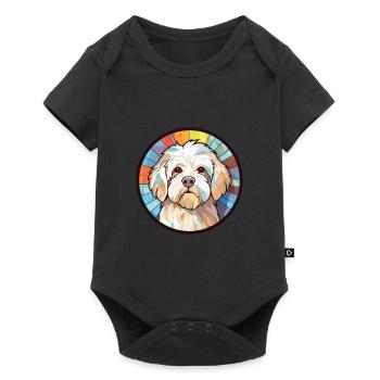 Bouledogue Français chien race aquarelle Illustration - Body à manches courtes Premium Bébé - noir - Devant