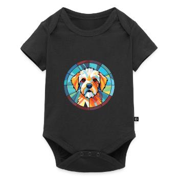 Français Tricolore chien chien race aquarelle verre - Body à manches courtes Premium Bébé - noir - Devant
