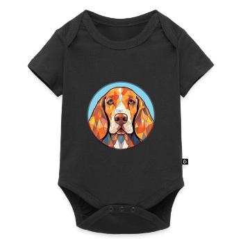 Anglais américain Coonhound Chien Race Aquarelle - Body à manches courtes Premium Bébé - noir - Devant