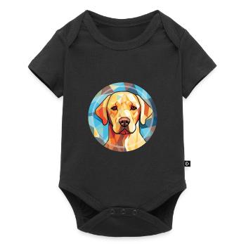 Labrador Retriever Hund Rasse buntes Aquarell - Baby Premium Kurzarmbody - Schwarz - Vorne