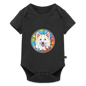 American Eskimo Dog Breed Watercolor Illustration - Baby Premium short-sleeve bodysuit - black - Front