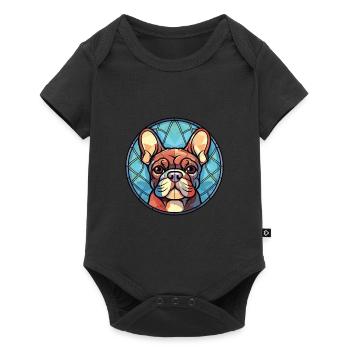 German Pinscher Dog Breed Watercolor Illustration - Baby Premium short-sleeve bodysuit - black - Front