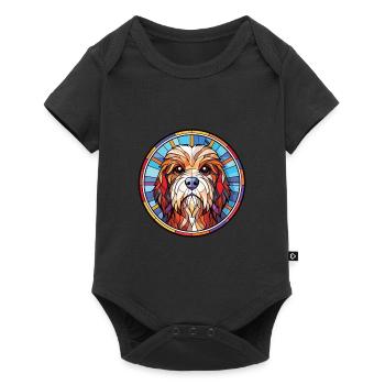 Tibetan Terrier Dog Breed Watercolor Illustration - Baby Premium short-sleeve bodysuit - black - Front
