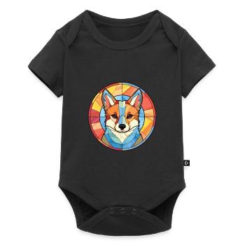 Illustration à l’aquarelle de race de chien suédois Vallhund - Body à manches courtes Premium Bébé - noir - Devant