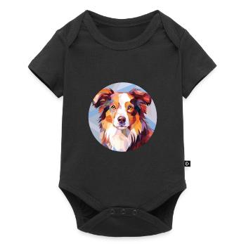 Miniature American Shepherd Dog Breed Watercolor - Baby Premium short-sleeve bodysuit - black - Front