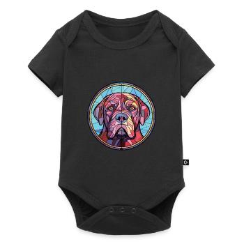 Mastiff napolitain chien race aquarelle colorée - Body à manches courtes Premium Bébé - noir - Devant