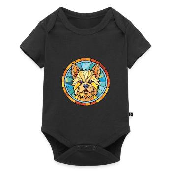Norwich Terrier Hunderasse Aquarell Illustration - Baby Premium Kurzarmbody - Schwarz - Vorne