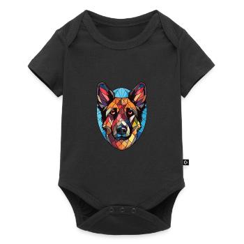 Deutscher Wachtelhund Hunderasse Aquarellglas - Baby Premium Kurzarmbody - Schwarz - Vorne