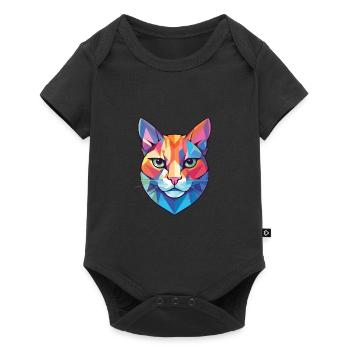American Shorthair Cat Dessin animé aquarelle coloré - Body à manches courtes Premium Bébé - noir - Devant