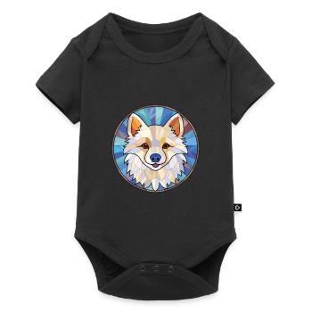 Illustration à l’aquarelle de race de chien esquimau américain - Body à manches courtes Premium Bébé - noir - Devant