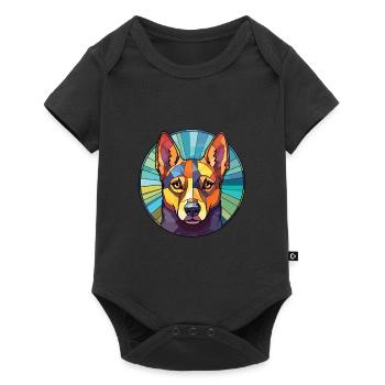 Australian Kelpie Dog Breed Colorful Watercolor - Baby Premium short-sleeve bodysuit - black - Front