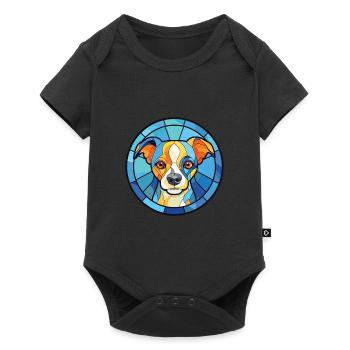 Bleu de Gascogne Petit Dog Rasse Aquarellglas - Baby Premium Kurzarmbody - Schwarz - Vorne