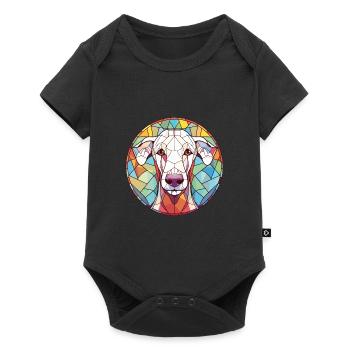 Bedlington Terrier chien race aquarelle colorée - Body à manches courtes Premium Bébé - noir - Devant