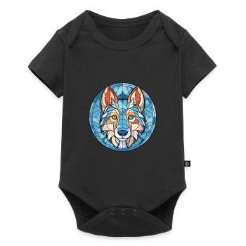 Tschechoslowakischer Wolfshund Hunderasse buntes Aquarell - Baby Premium Kurzarmbody - Schwarz - Vorne