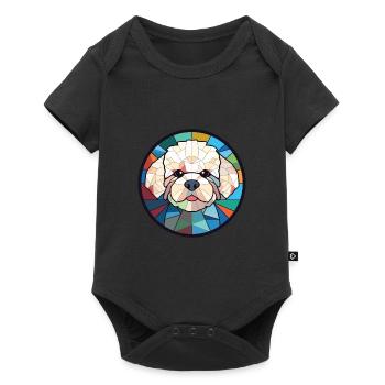 Bichon frisé chien race aquarelle Illustration - Body à manches courtes Premium Bébé - noir - Devant