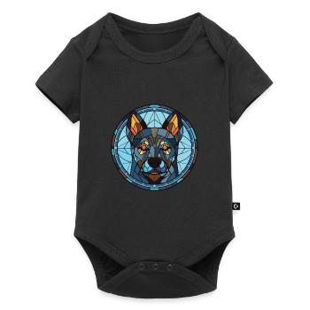 Black Norwegian Elkhound Dog Breed Watercolor - Baby Premium short-sleeve bodysuit - black - Front