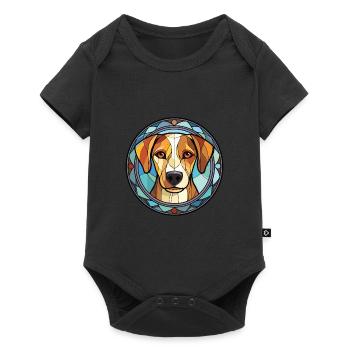 Chien de chasse crétois race chien aquarelle Illustration - Body à manches courtes Premium Bébé - noir - Devant