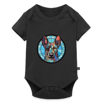Dutch Shepherd Dog Breed Watercolor Illustration - Baby Premium short-sleeve bodysuit - black - Front