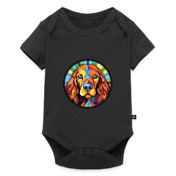 Field Spaniel Hunderasse Aquarell Illustration - Baby Premium Kurzarmbody - Schwarz - Vorne