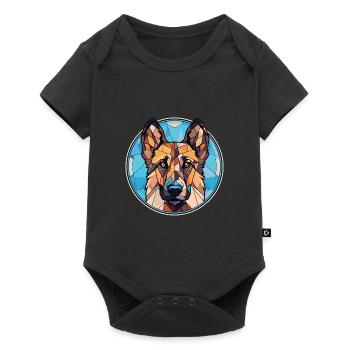 Berger d’Europe de l’Est race chien aquarelle verre - Body à manches courtes Premium Bébé - noir - Devant