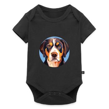 Grand Chien de Montagne Suisse Race Aquarelle Verre - Body à manches courtes Premium Bébé - noir - Devant