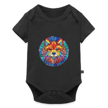Indischer Spitz Hunderasse Aquarell Illustration - Baby Premium Kurzarmbody - Schwarz - Vorne