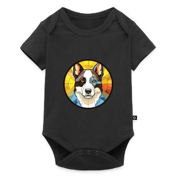 Karelian Bear Dog Breed Watercolor Illustration - Baby Premium short-sleeve bodysuit - black - Front