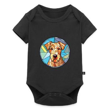 Lakeland Terrier chien race aquarelle Illustration - Body à manches courtes Premium Bébé - noir - Devant