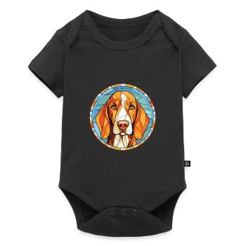 Chien chien chien chien race aquarelle Illustration - Body à manches courtes Premium Bébé - noir - Devant