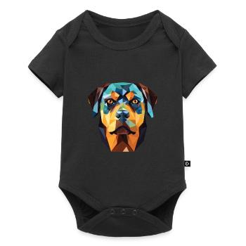Rottweiler allemand chien race aquarelle colorée - Body à manches courtes Premium Bébé - noir - Devant